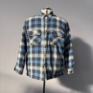 Canyon Guide Outfitters Vintage Blue and Black Plaid Work Jacket XL